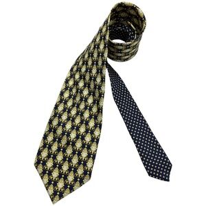 GIANNI VERSACE Navy/Gold Geometric Art Silk LUXURY Tie USA